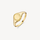 14kt verticale zegelring met patroon
