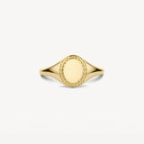 14kt verticale zegelring met patroon