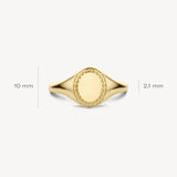 14kt verticale zegelring met patroon